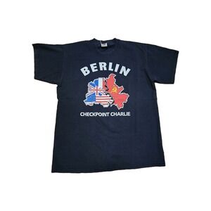 Fruit Of The Loom Vintage 90's‎ Berlin Checkpoint Charlie Black T Shirt Medium